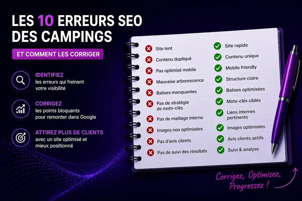 Cover 10 erreurs seo campings - Blog